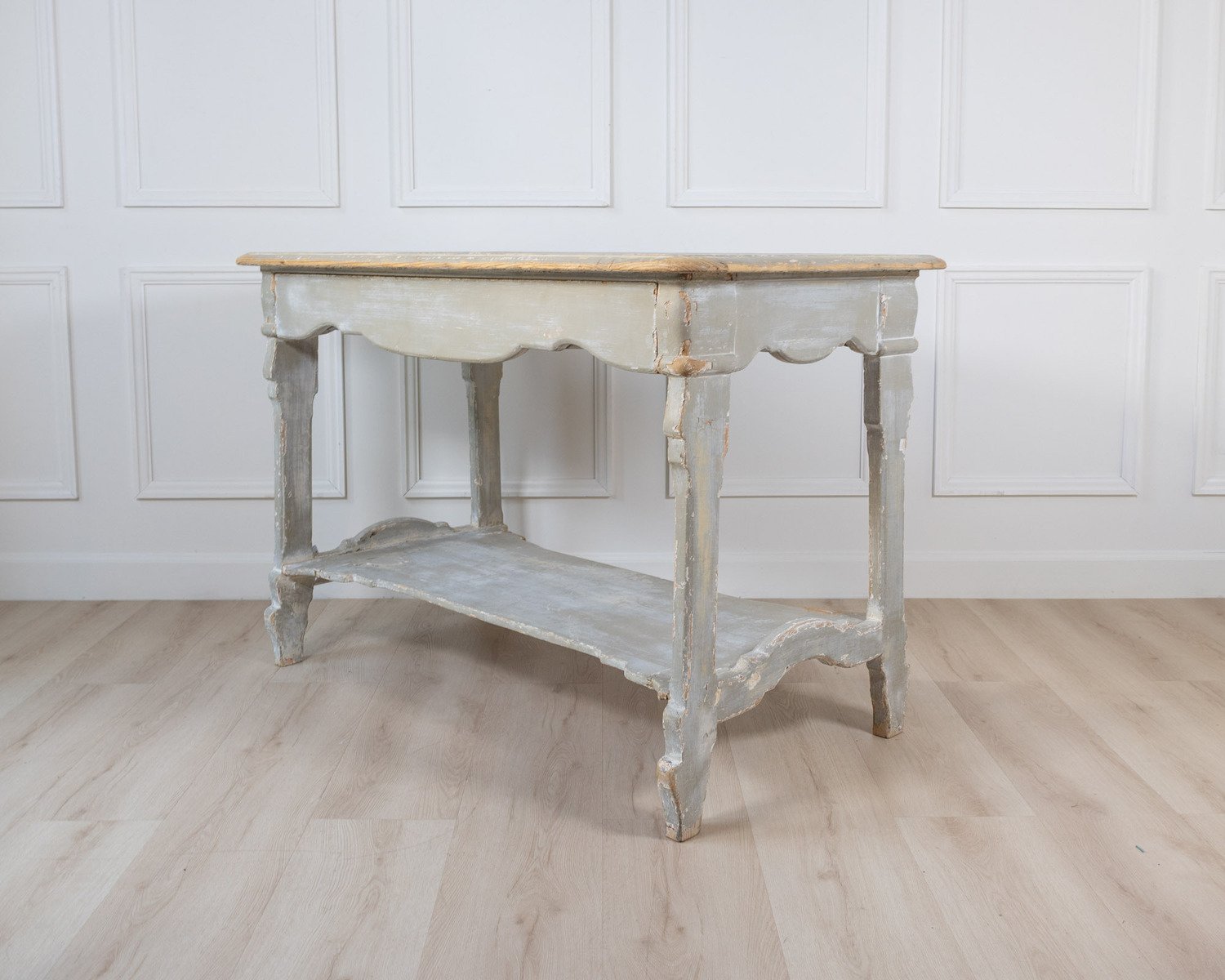 Antique French Draper’s Table in Painted Fir Wood with Drawer - JAA