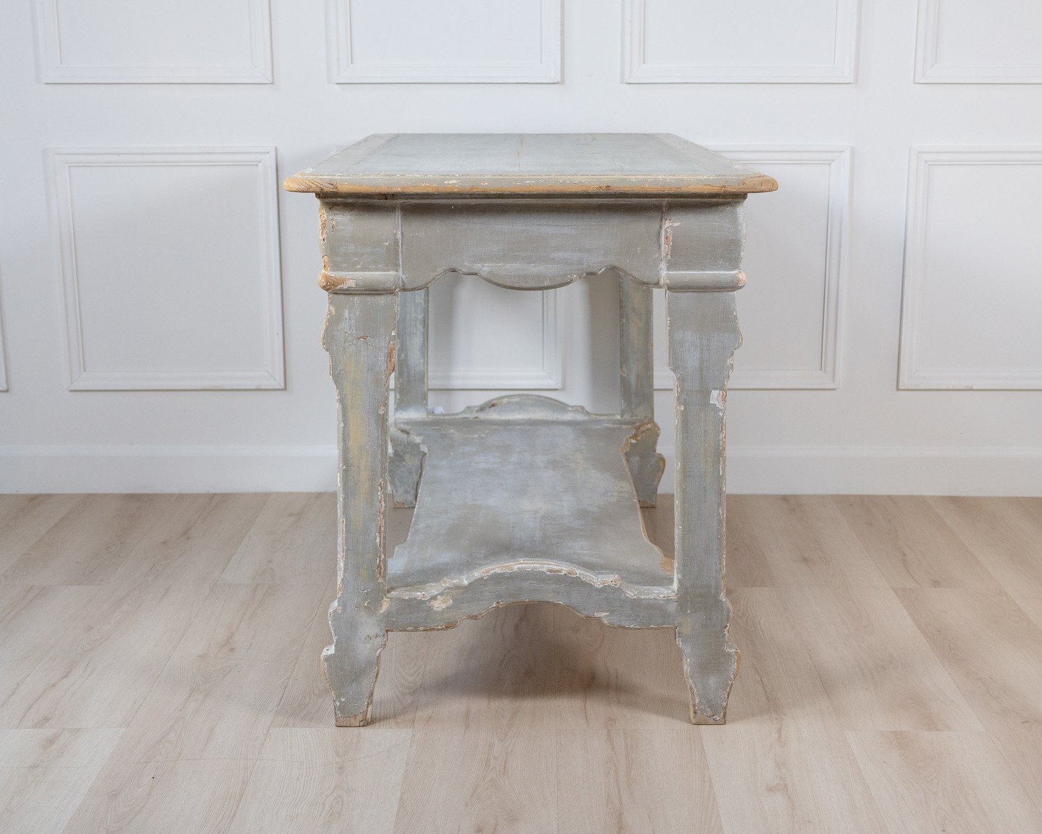 Antique French Draper’s Table in Painted Fir Wood with Drawer - JAA