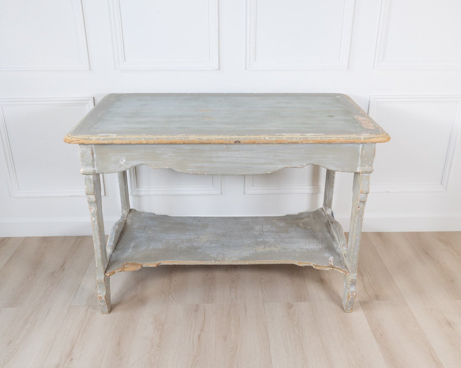 Antique French Draper’s Table in Painted Fir Wood with Drawer - JAA