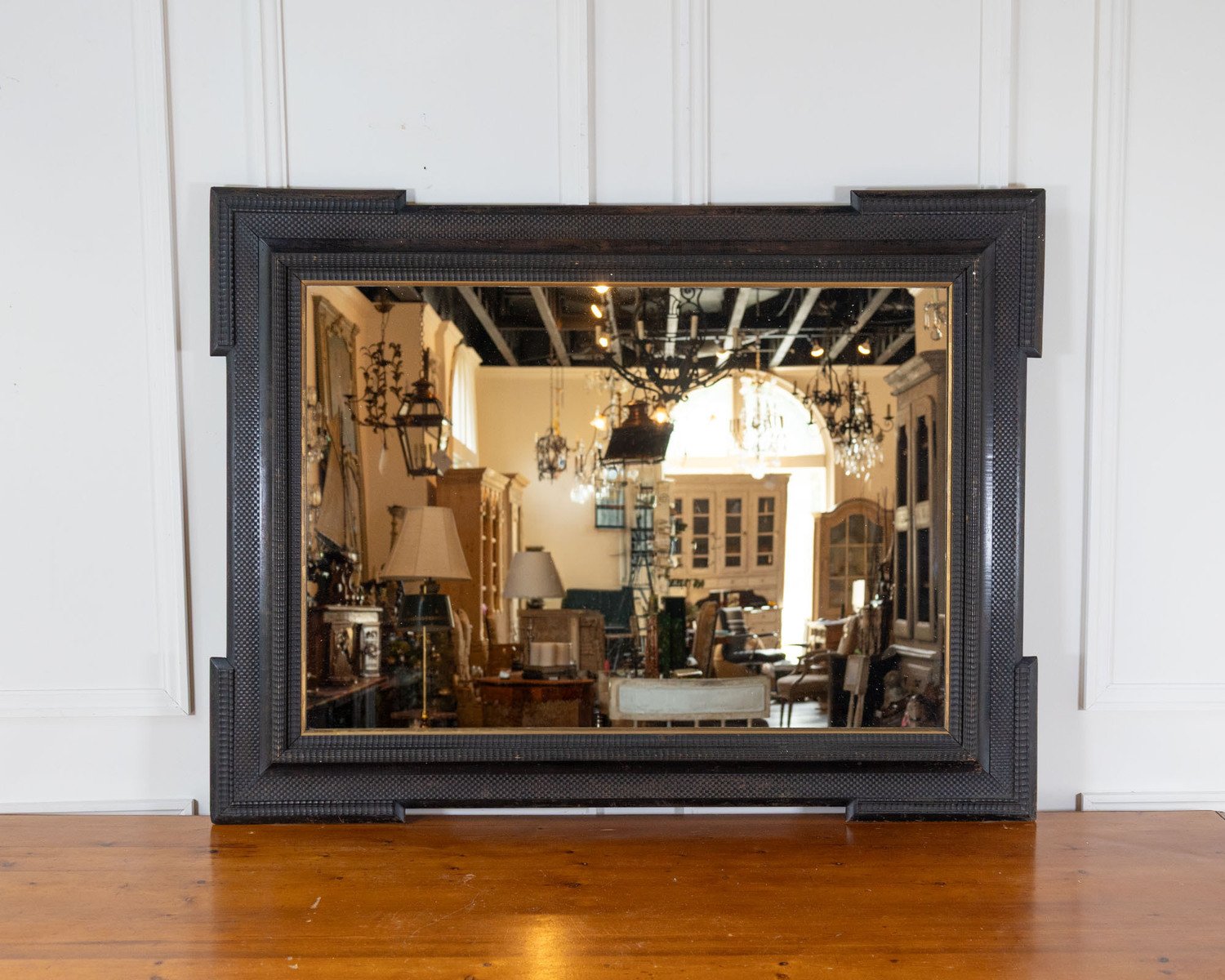 Unusual 19th Century Italian Ebonized Wall Mirror - JAA