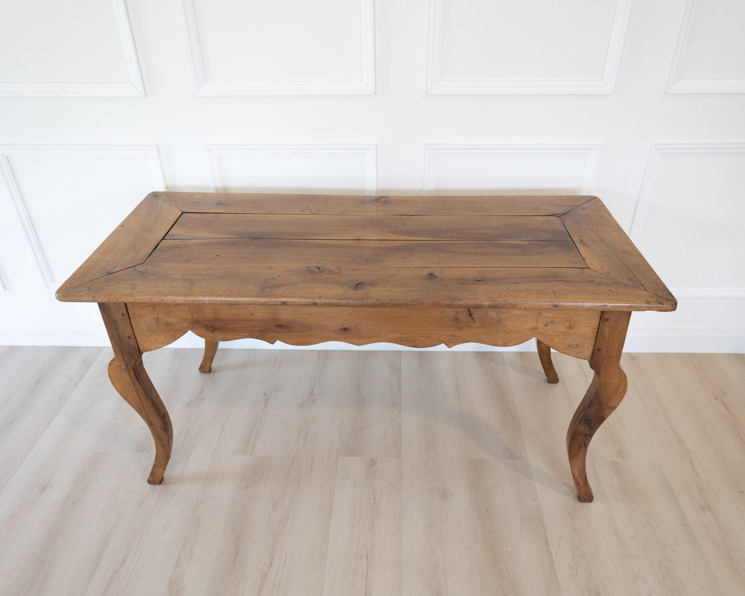 19th Century Walnut Farmhouse Table with Bread Board - JAA