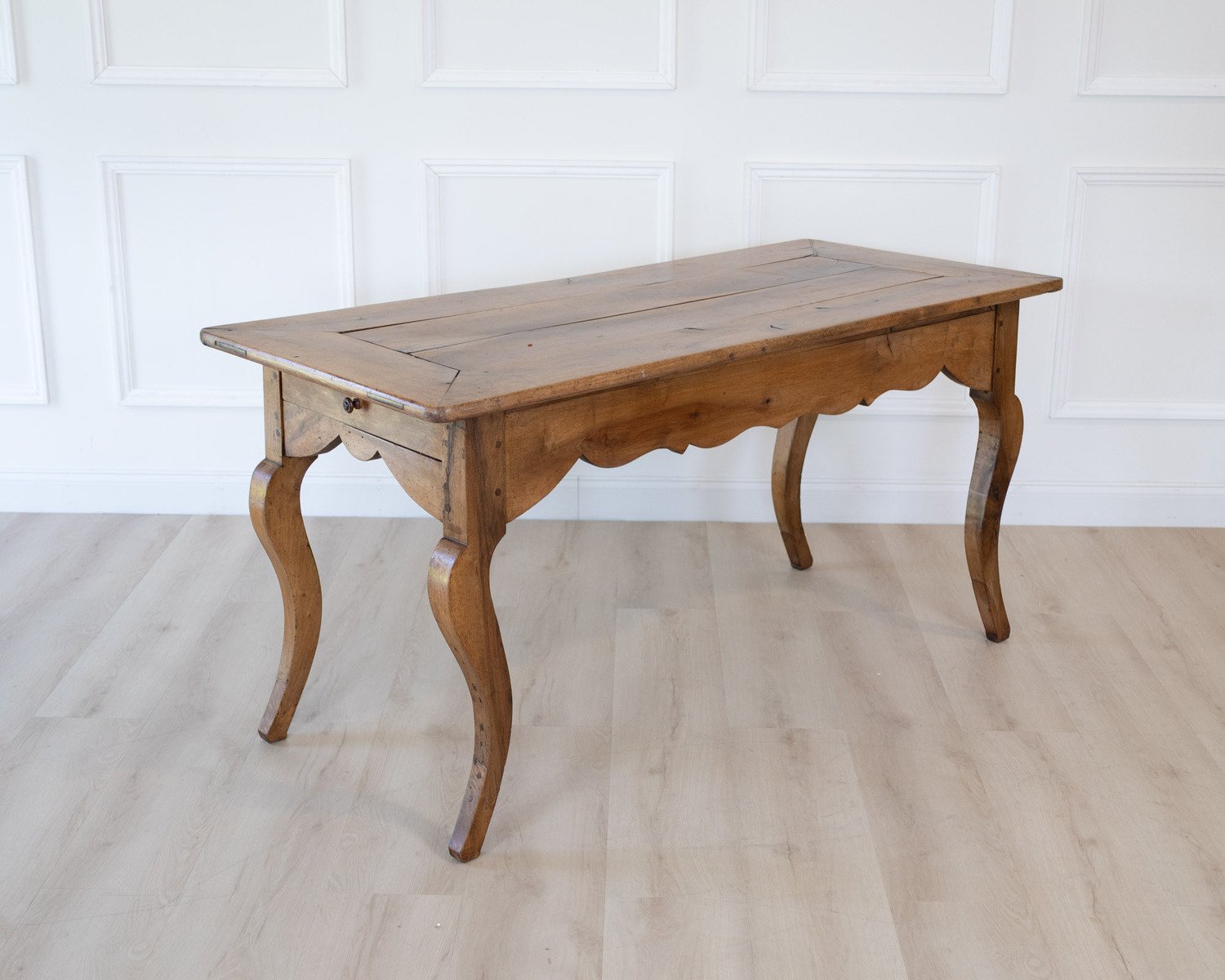 19th Century Walnut Farmhouse Table with Bread Board - JAA