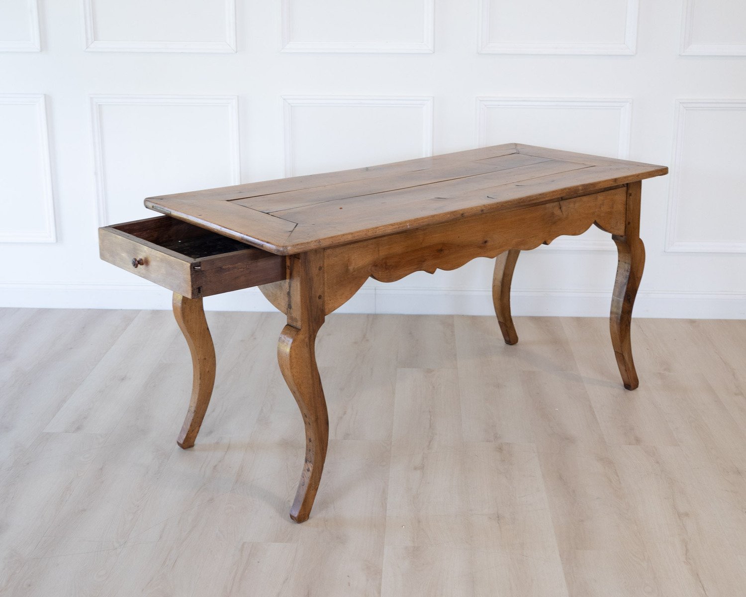 19th Century Walnut Farmhouse Table with Bread Board - JAA