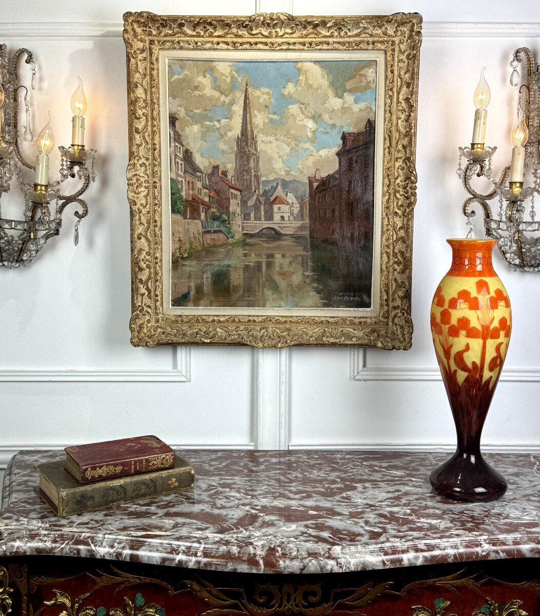 Jean Pernel, View of Harfleur, Oil on Canvas, circa 1930s - JAA