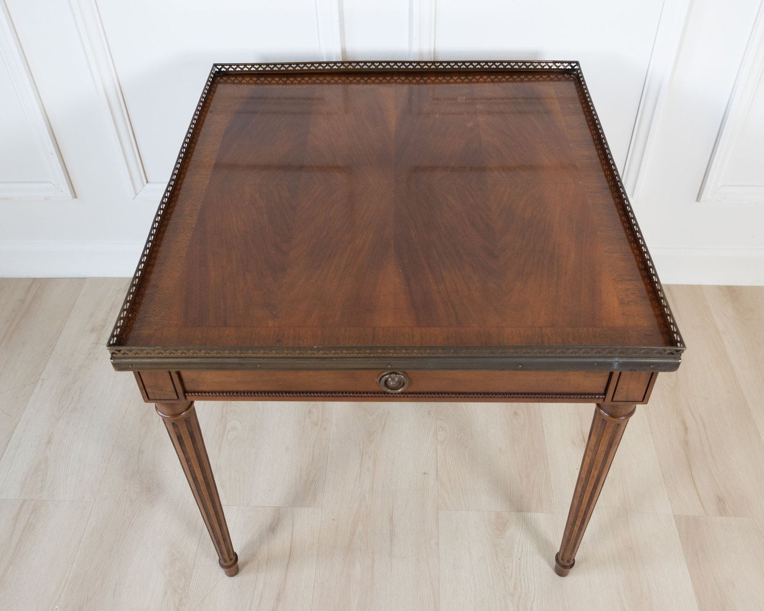 Mahogany Side Table with Pierced Brass Gallery - JAA