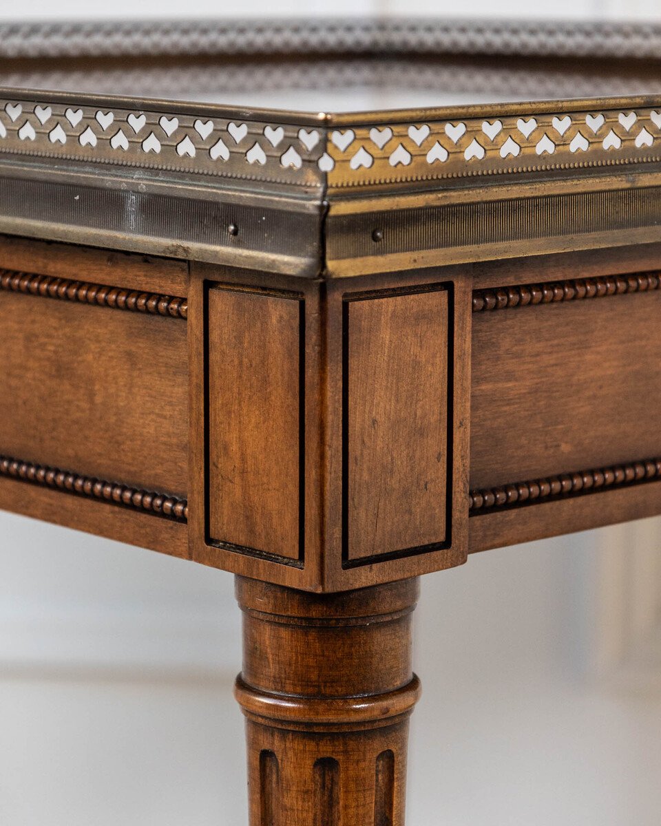 Mahogany Side Table with Pierced Brass Gallery - JAA