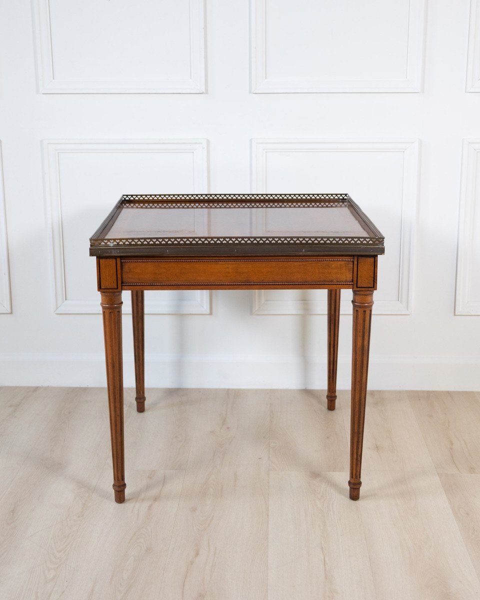 Mahogany Side Table with Pierced Brass Gallery - JAA