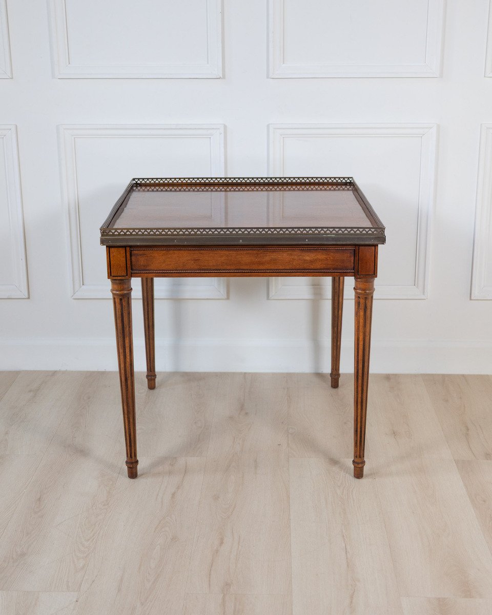 Mahogany Side Table with Pierced Brass Gallery - JAA