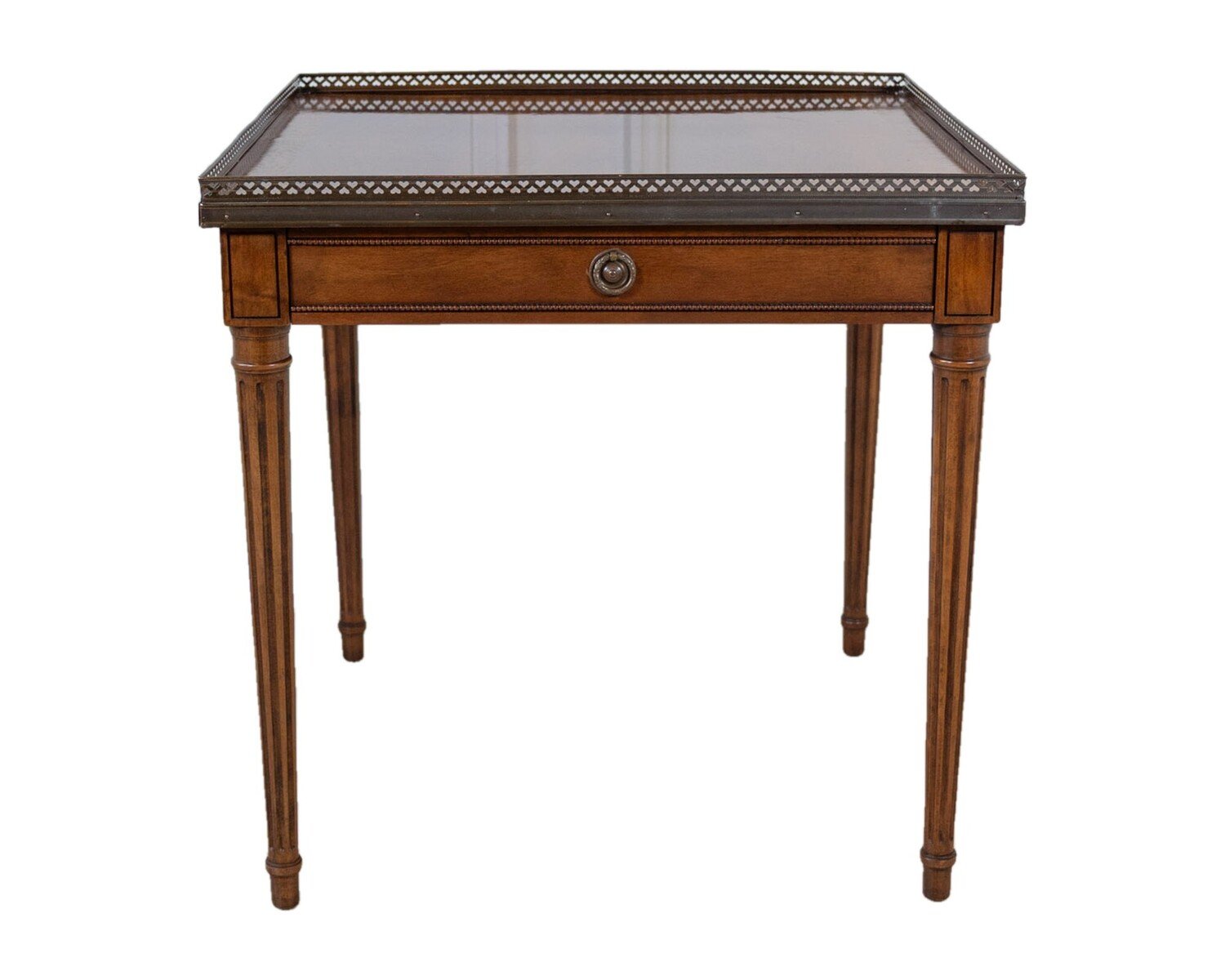 Mahogany Side Table with Pierced Brass Gallery