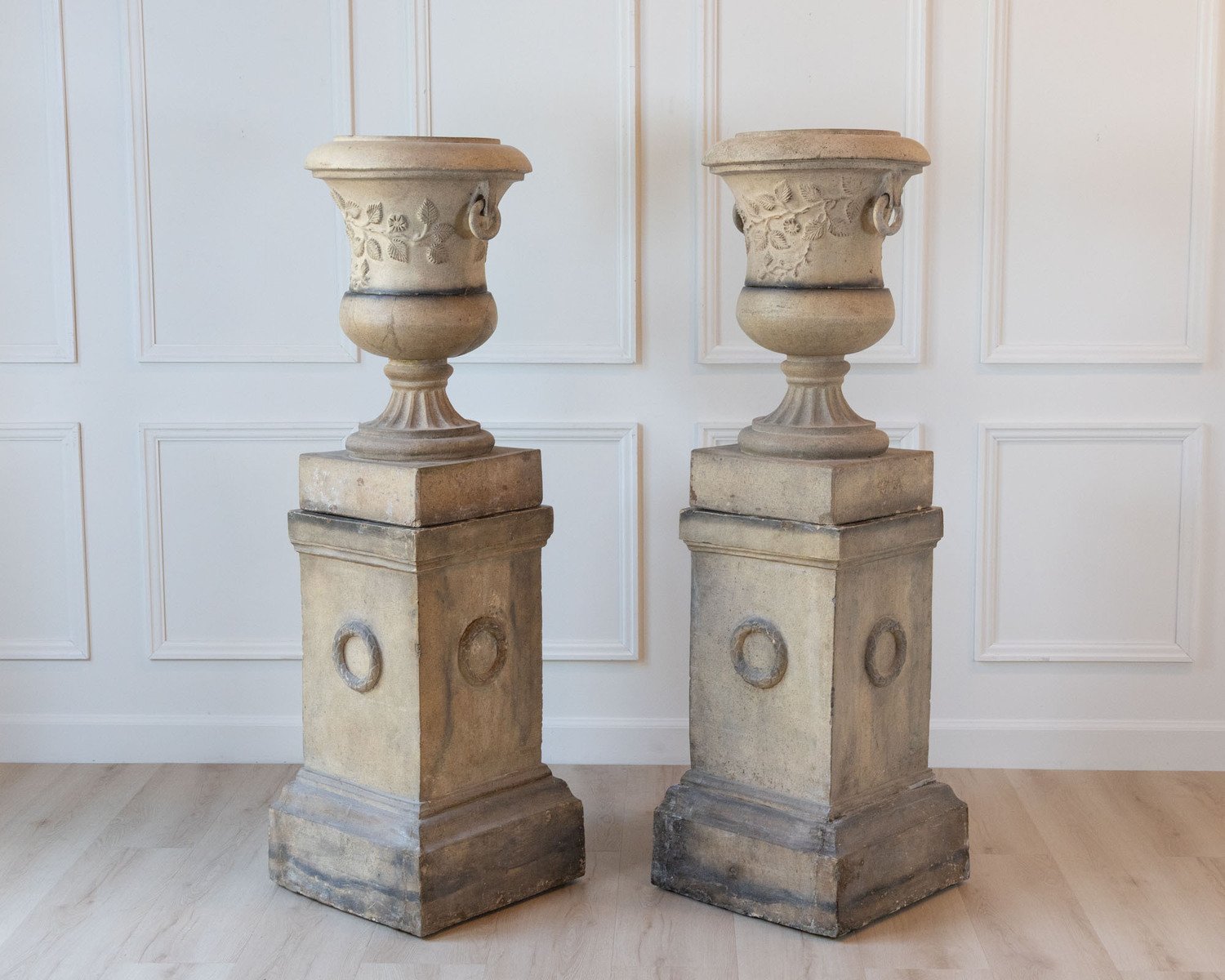 Pair of Scottish Late 19th Century Victorian Fireclay Urns by Hurlford Fire Clay - JAA