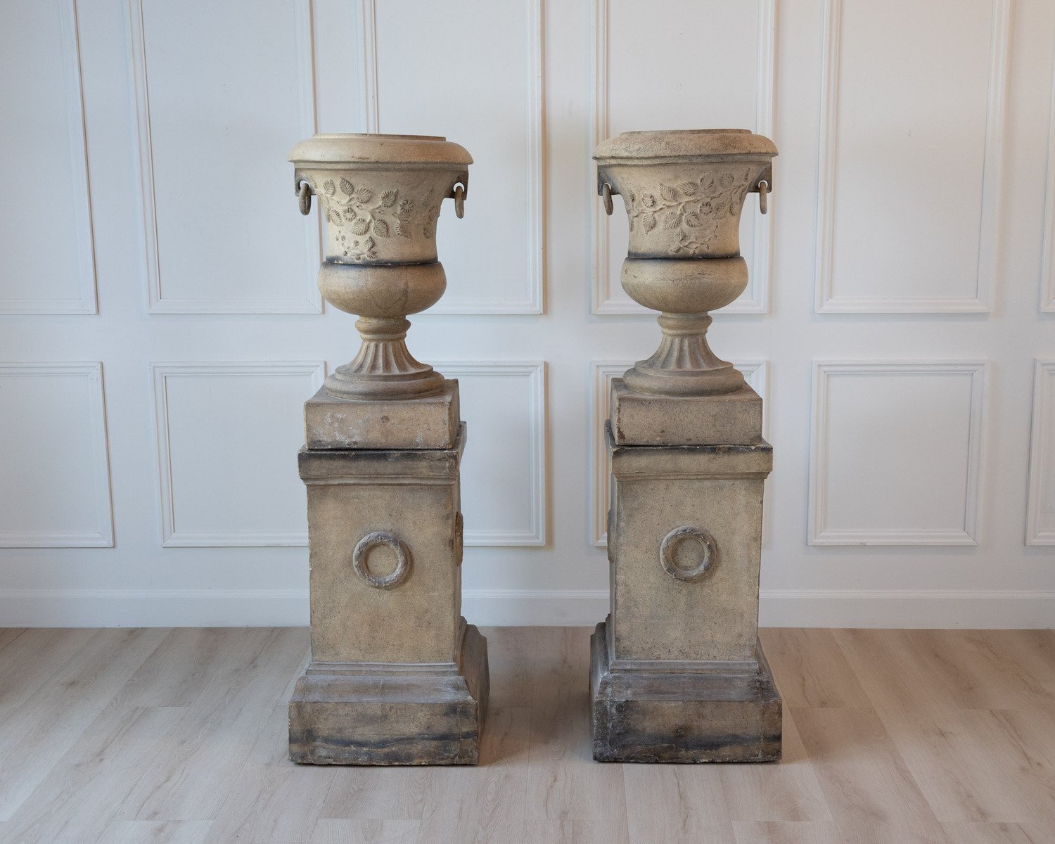 Pair of Scottish Late 19th Century Victorian Fireclay Urns by Hurlford Fire Clay - JAA