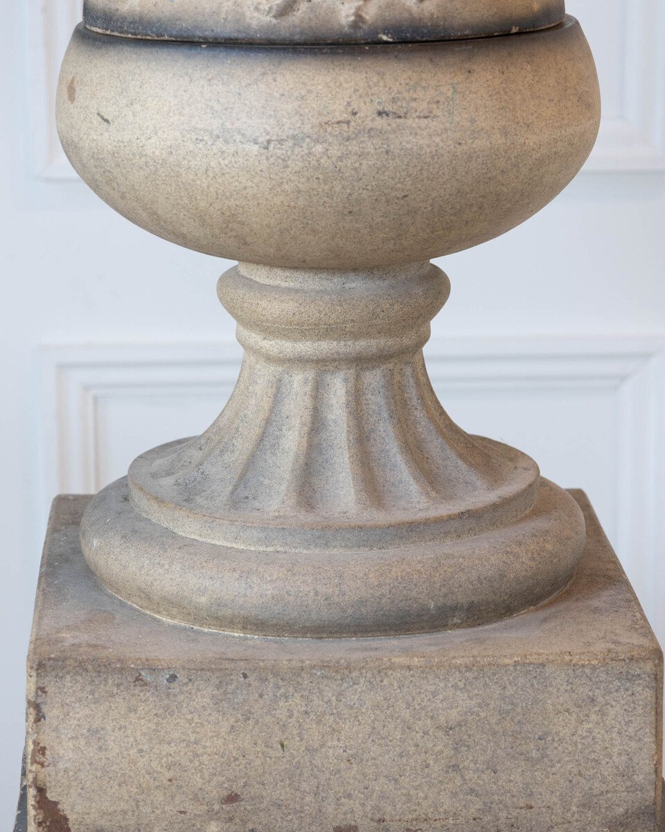 Pair of Scottish Late 19th Century Victorian Fireclay Urns by Hurlford Fire Clay - JAA