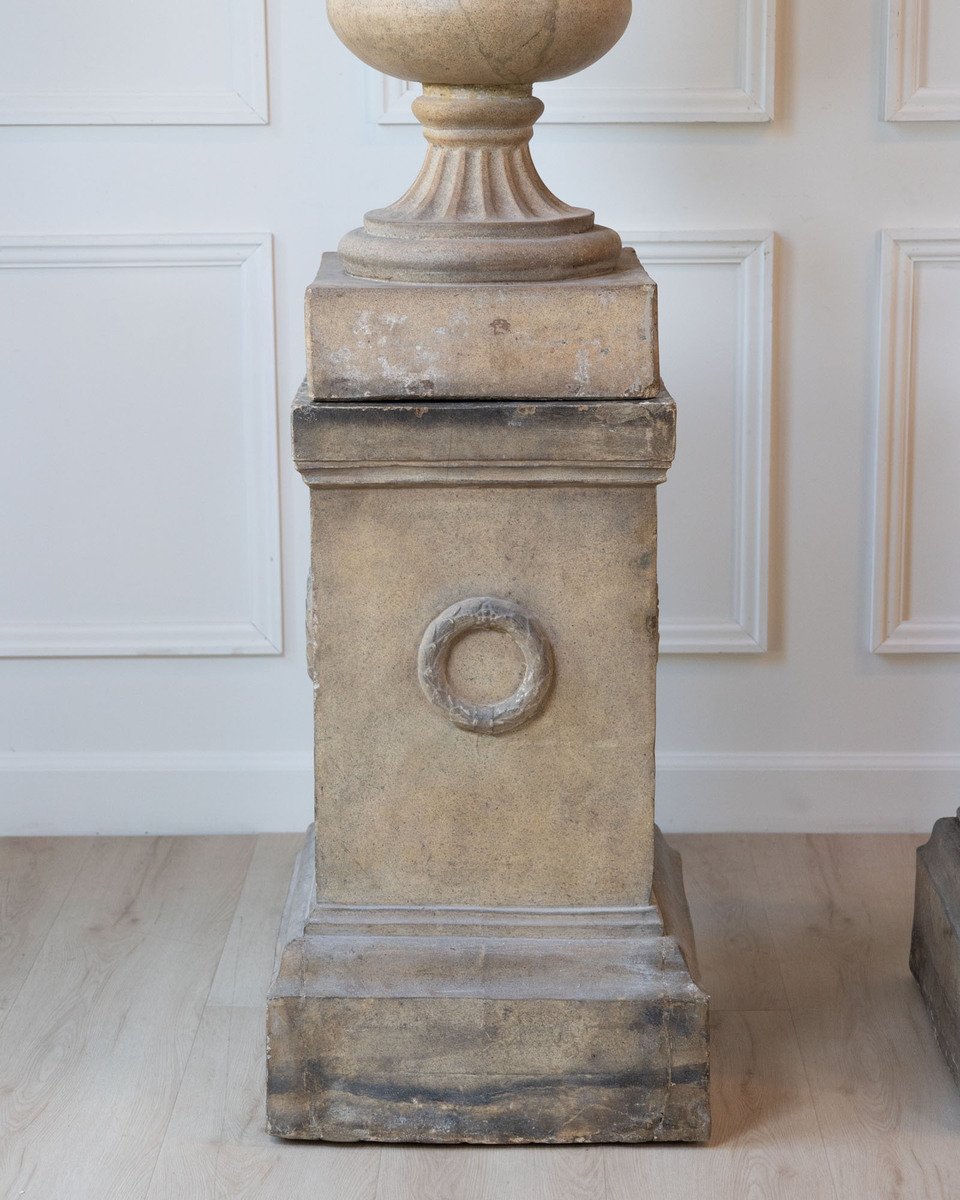 Pair of Scottish Late 19th Century Victorian Fireclay Urns by Hurlford Fire Clay - JAA