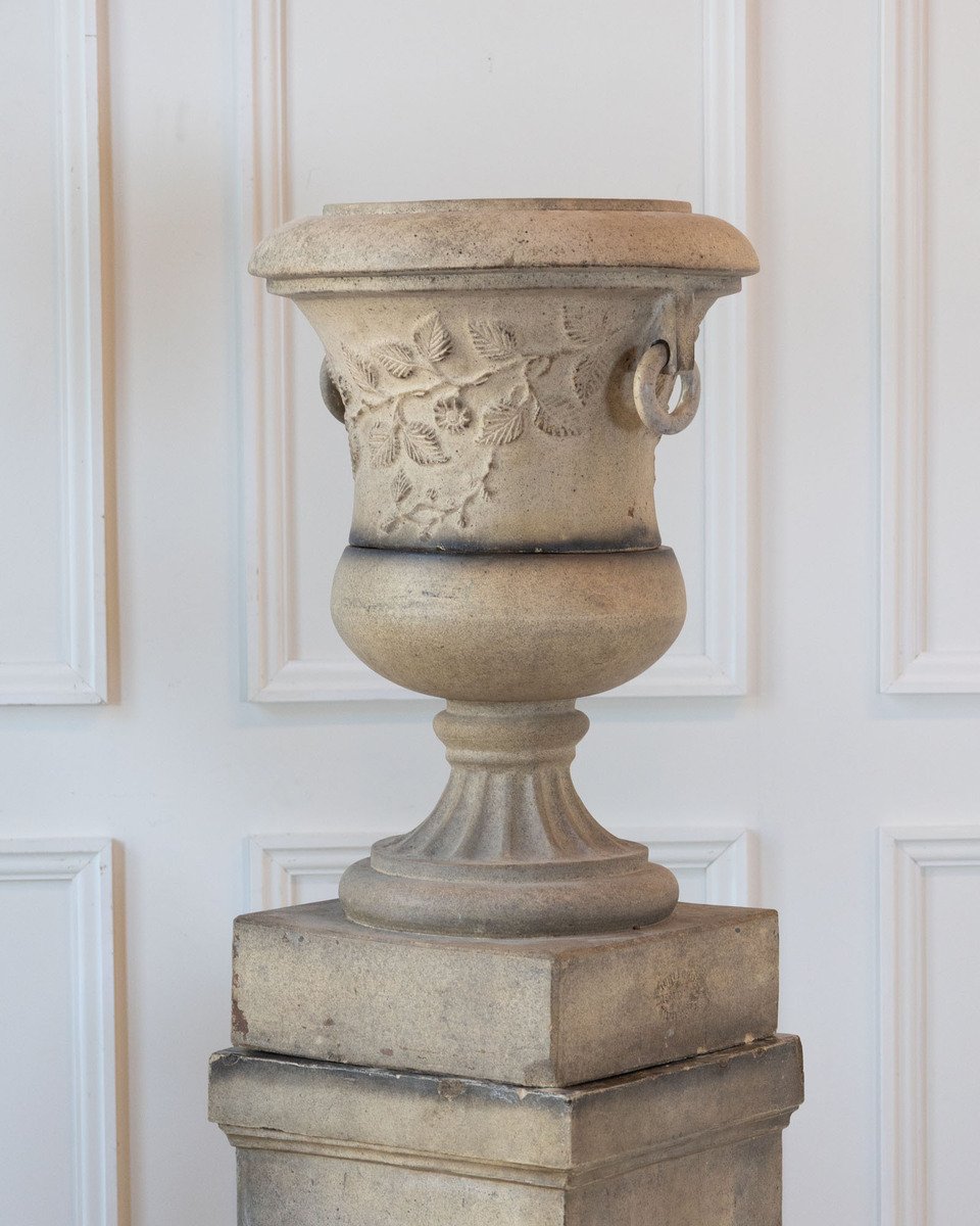 Pair of Scottish Late 19th Century Victorian Fireclay Urns by Hurlford Fire Clay - JAA