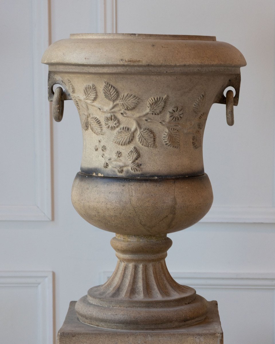 Pair of Scottish Late 19th Century Victorian Fireclay Urns by Hurlford Fire Clay - JAA