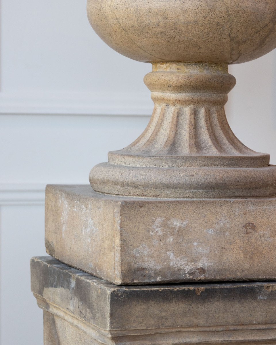 Pair of Scottish Late 19th Century Victorian Fireclay Urns by Hurlford Fire Clay - JAA