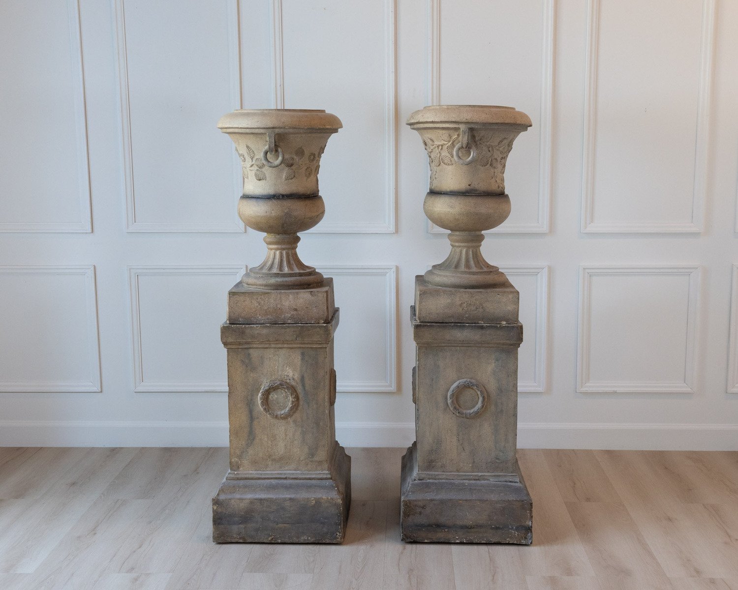 Pair of Scottish Late 19th Century Victorian Fireclay Urns by Hurlford Fire Clay - JAA