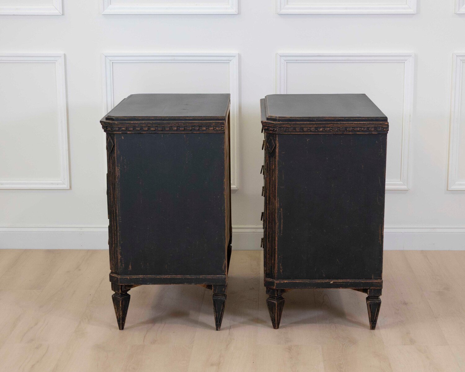 Pair of Danish 20th Century Carved Painted Chests of Drawers - JAA