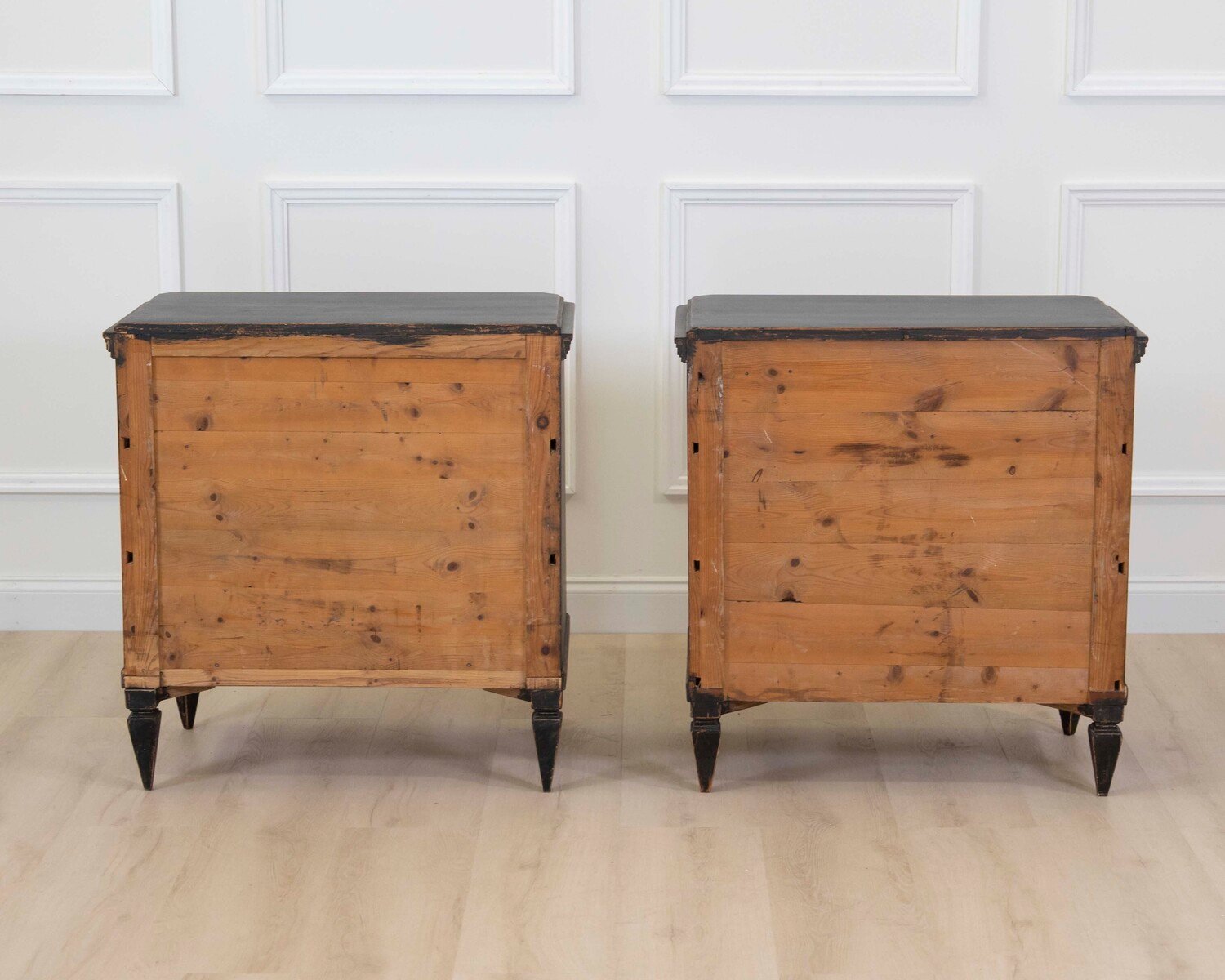Pair of Danish 20th Century Carved Painted Chests of Drawers - JAA