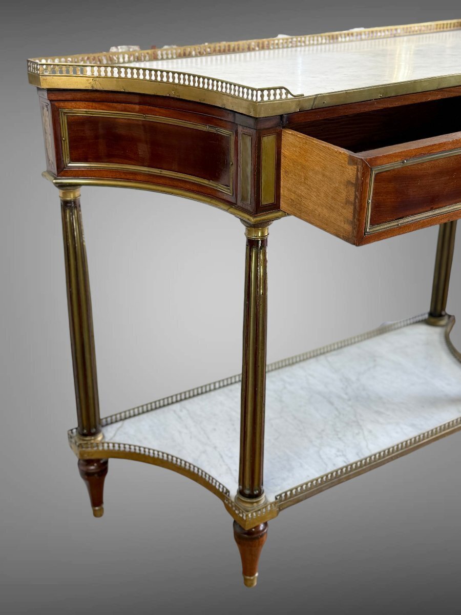 Louis XVI period mahogany console table - White marble - JAA