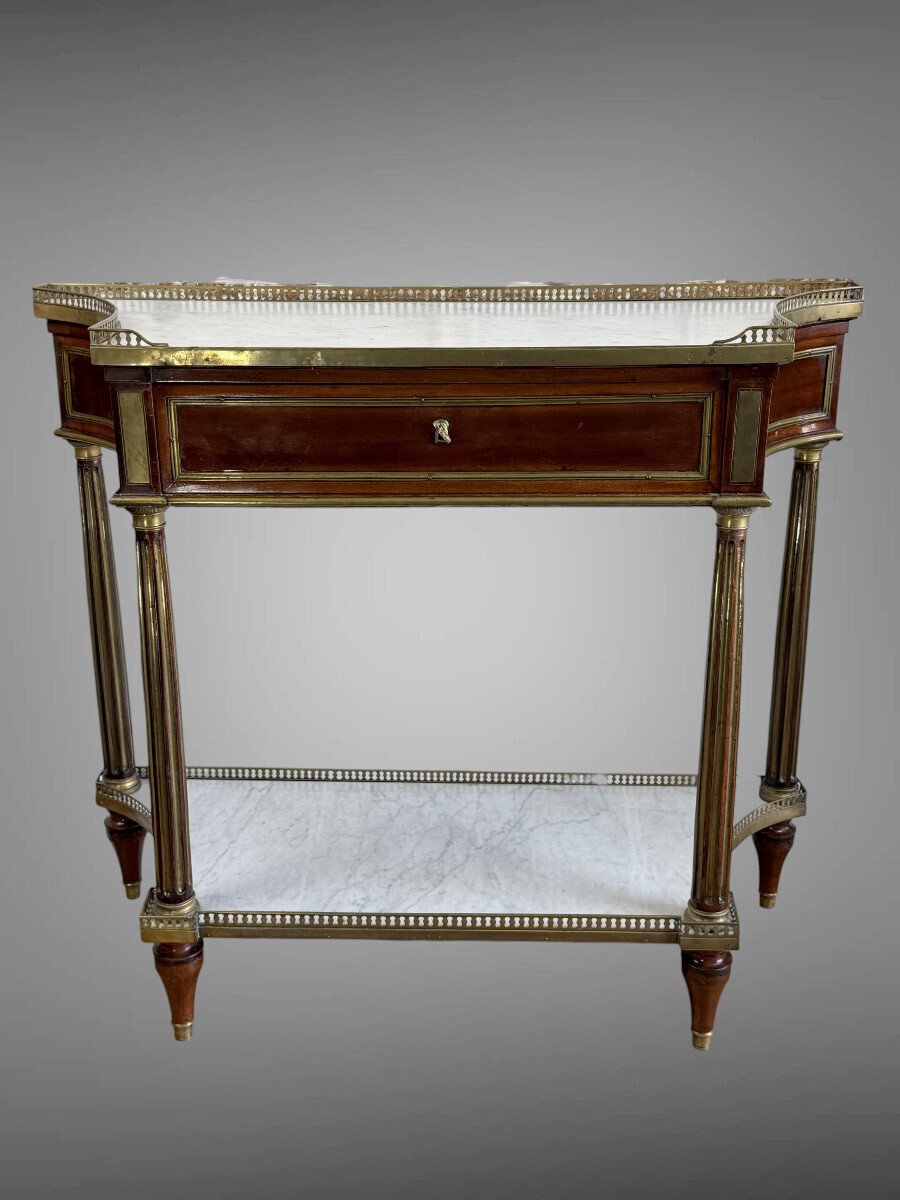Louis XVI period mahogany console table - White marble - JAA