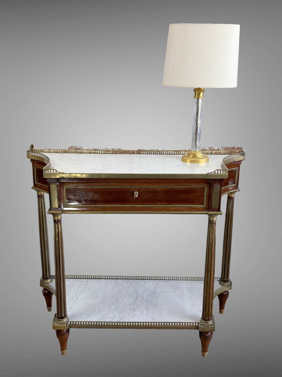 Louis XVI period mahogany console table - White marble - JAA