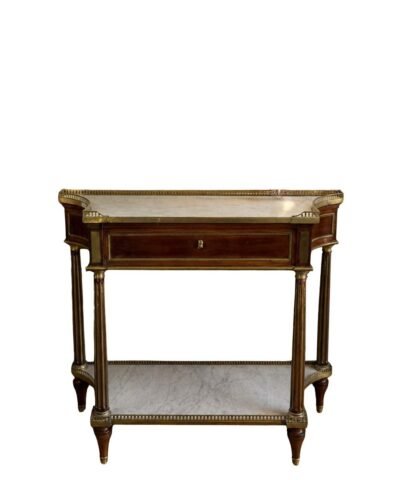 Louis XVI period mahogany console table - White marble