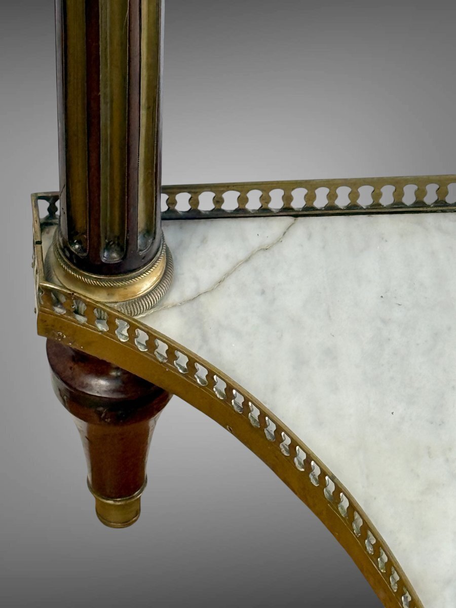 Louis XVI period mahogany console table - White marble - JAA