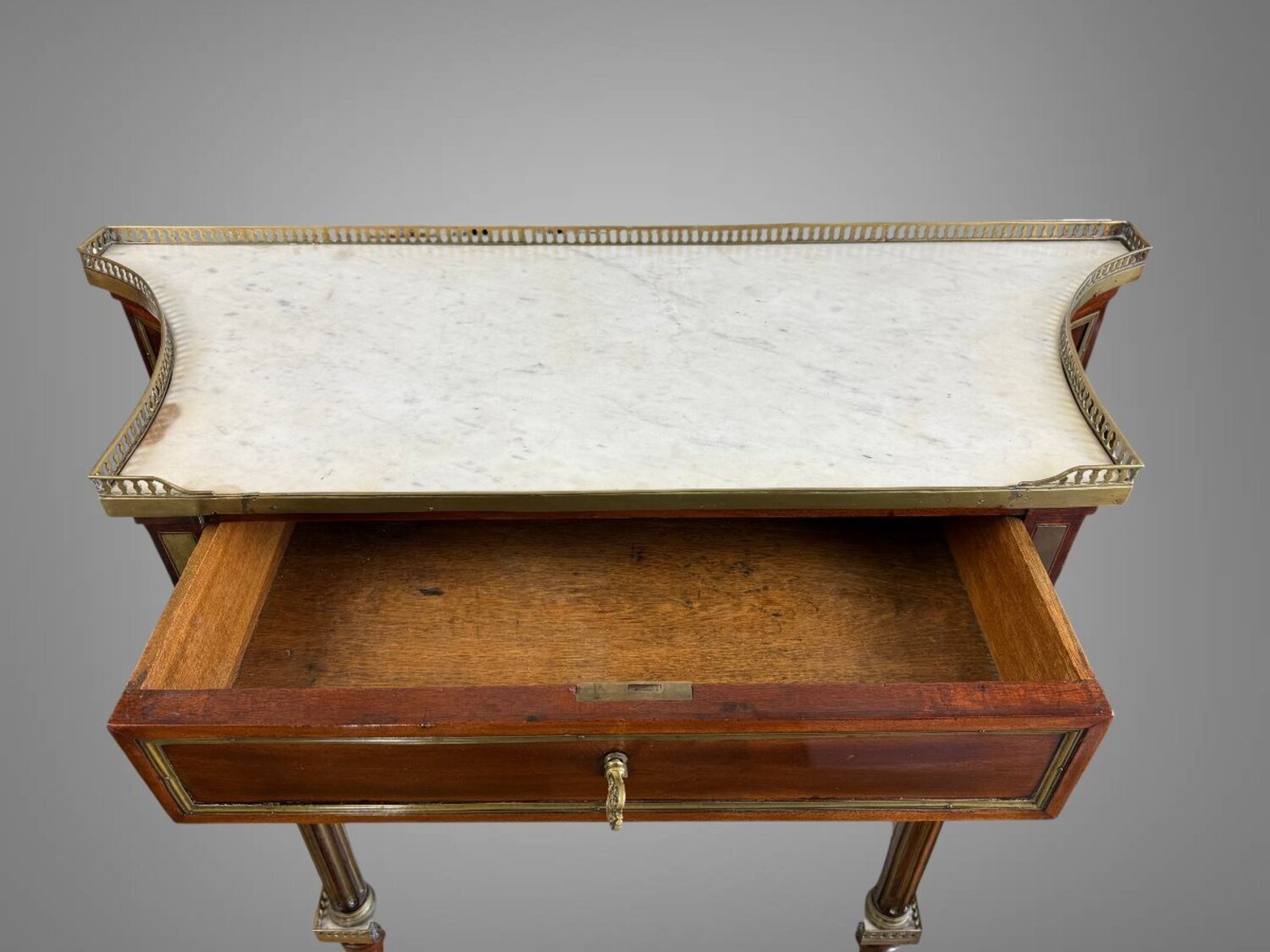 Louis XVI period mahogany console table - White marble - JAA