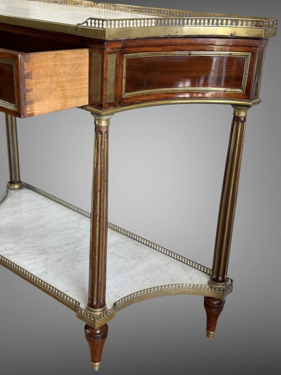 Louis XVI period mahogany console table - White marble - JAA