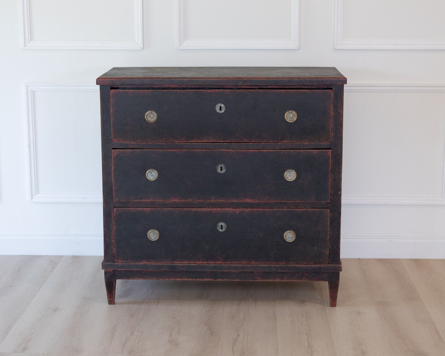 An antique Swedish bureau in black - JAA