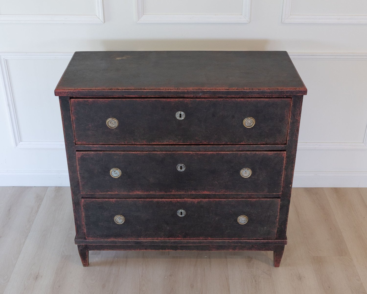 An antique Swedish bureau in black - JAA
