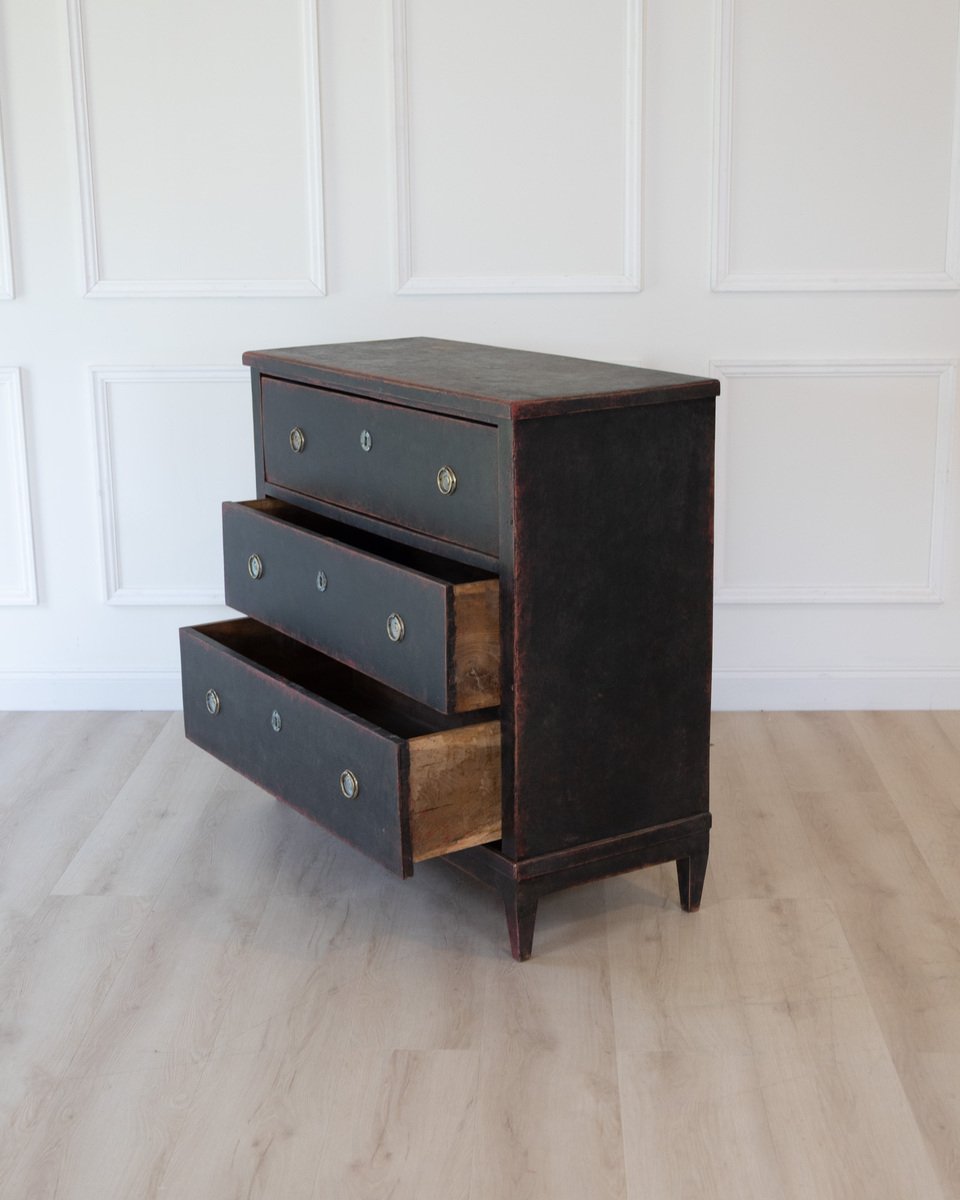 An antique Swedish bureau in black - JAA
