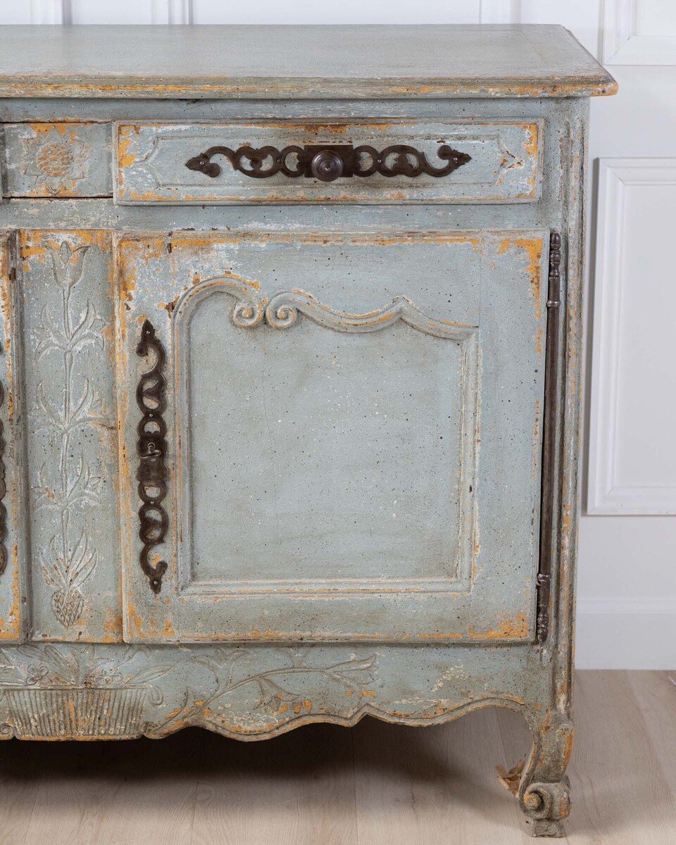 French Provincial Painted Buffet in Blue Grey, circa 1820 - JAA
