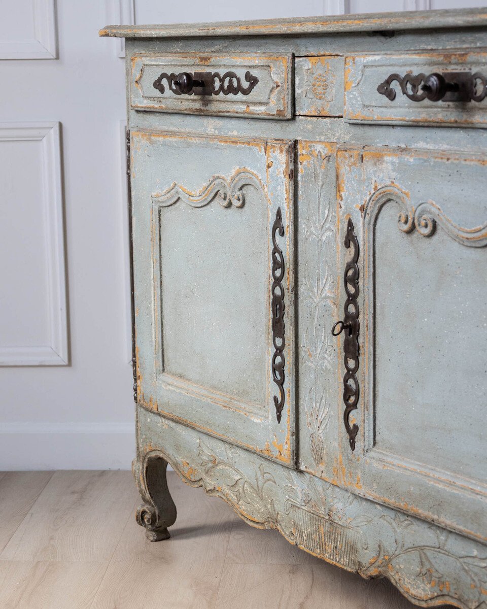 French Provincial Painted Buffet in Blue Grey, circa 1820 - JAA