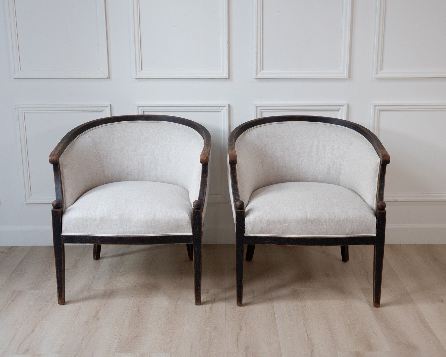 Pair of Swedish Barrel Back Club Chairs, circa 1910 - JAA