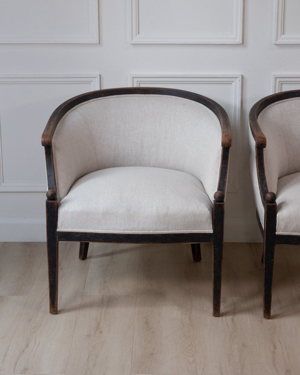 Pair of Swedish Barrel Back Club Chairs, circa 1910 - JAA