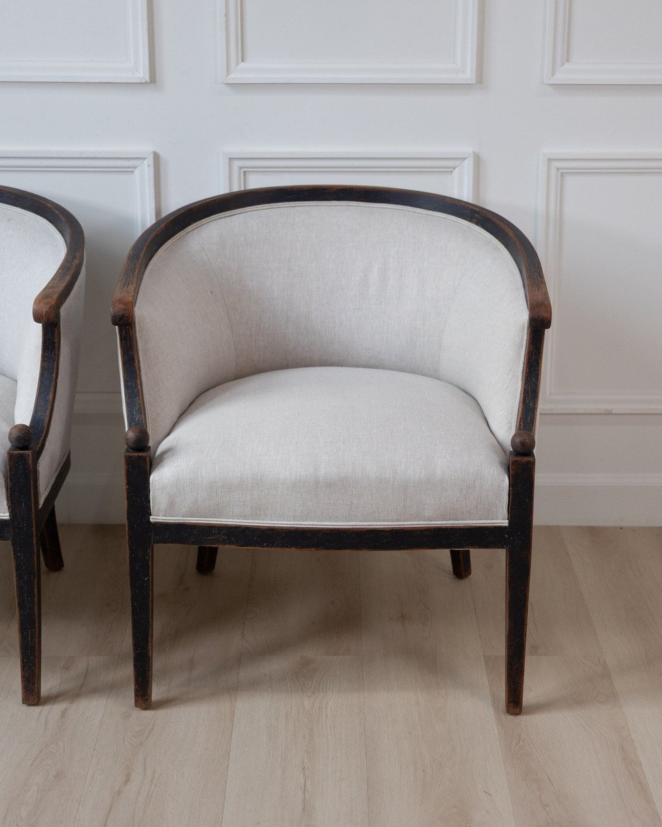 Pair of Swedish Barrel Back Club Chairs, circa 1910 - JAA