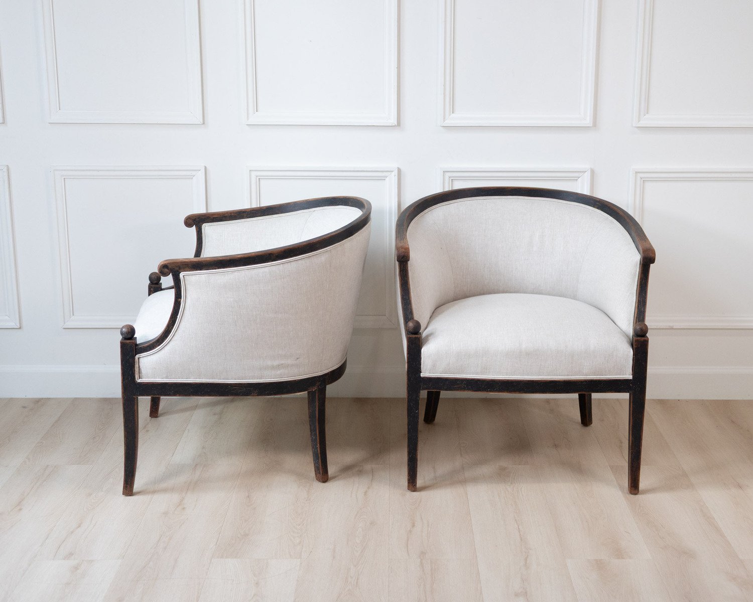 Pair of Swedish Barrel Back Club Chairs, circa 1910 - JAA