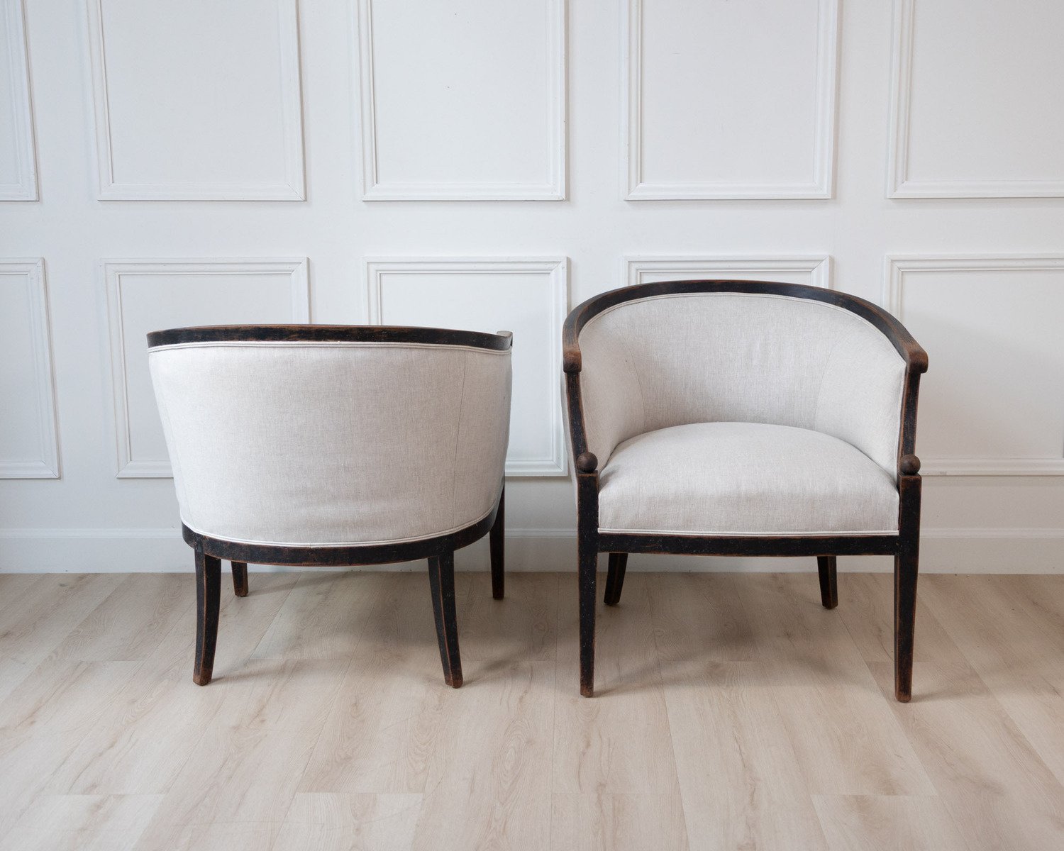 Pair of Swedish Barrel Back Club Chairs, circa 1910 - JAA