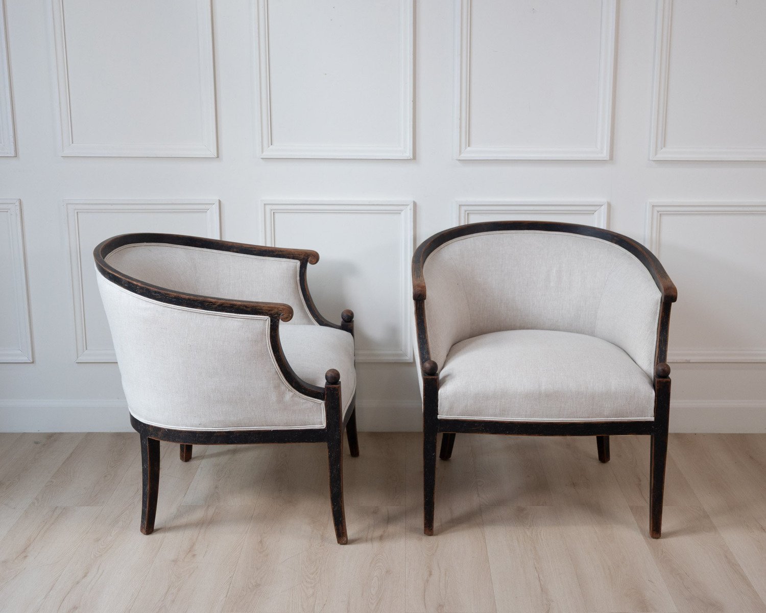 Pair of Swedish Barrel Back Club Chairs, circa 1910 - JAA