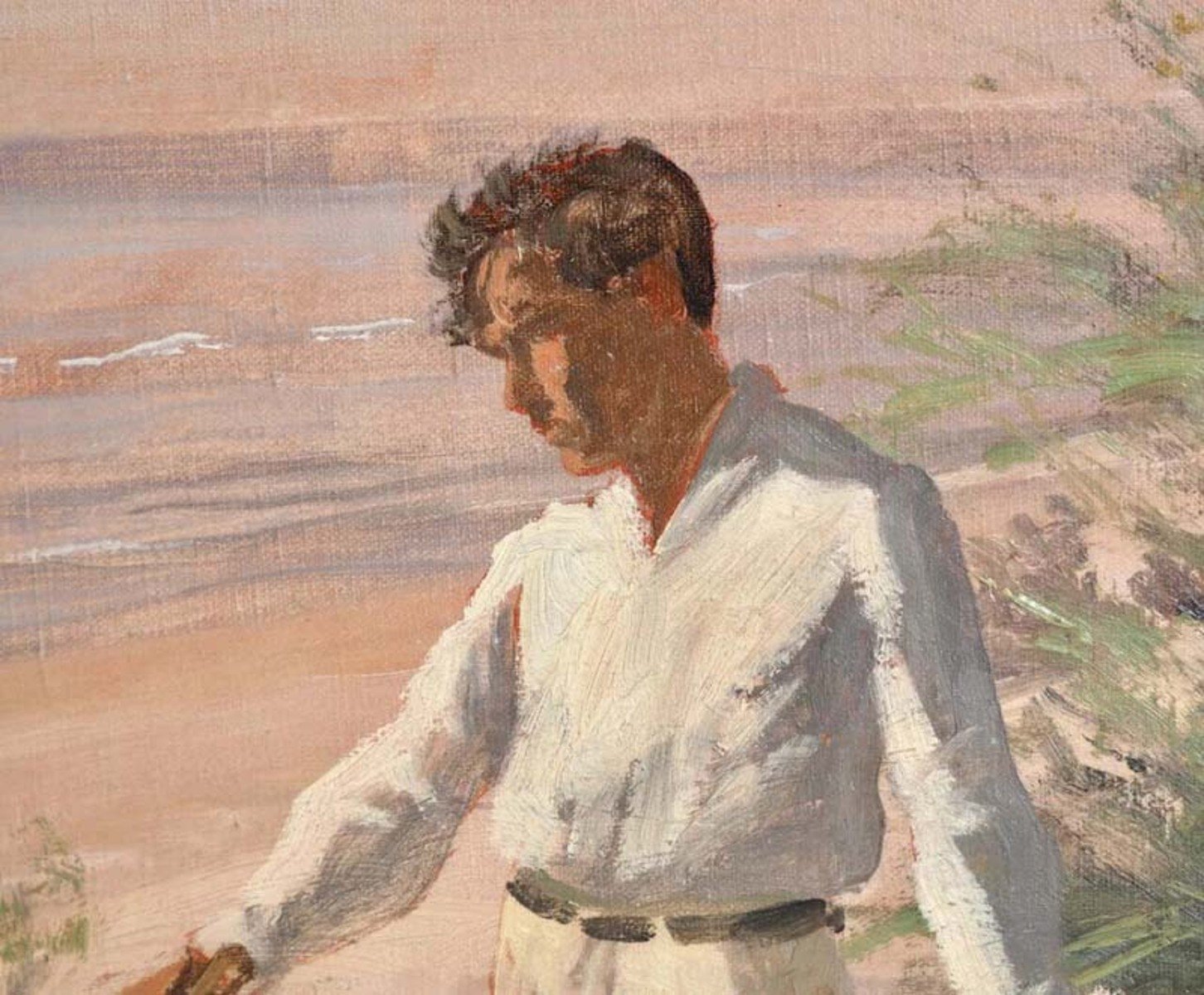 Couple on the Beach, Oil on Canvas, Danish School, Early 20th Century - JAA