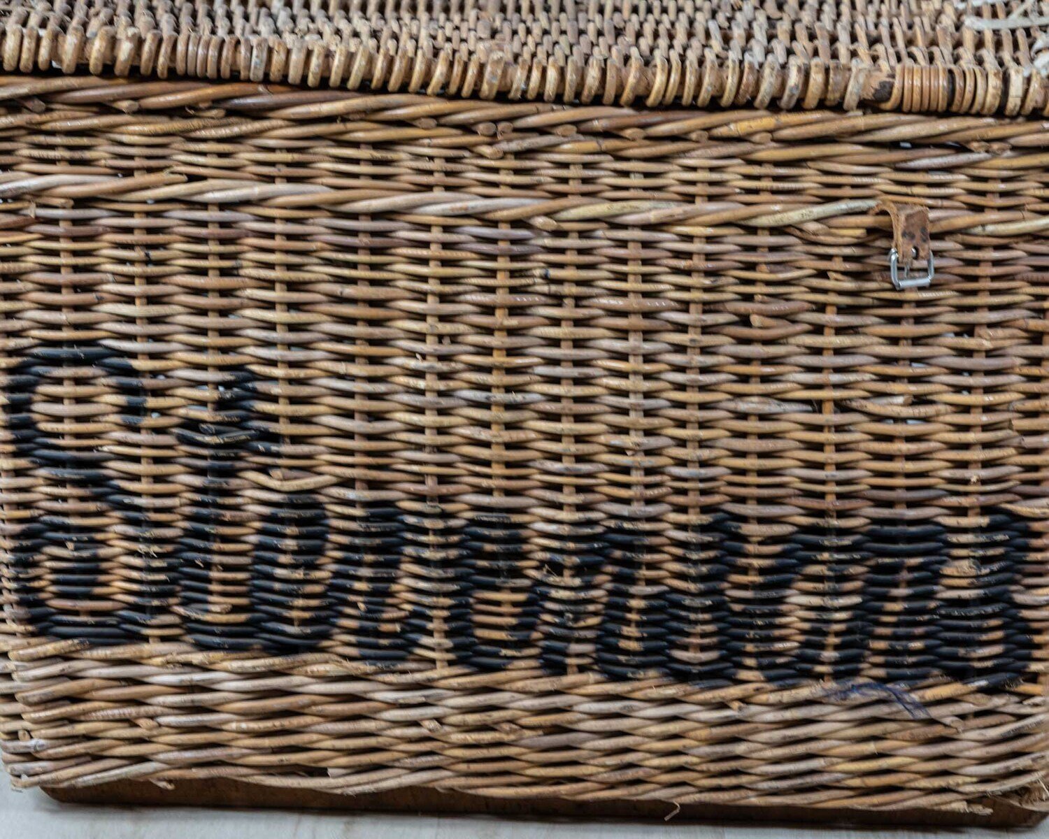 English Wicker Mill Basket with Painted Lettering, circa 1900 - JAA