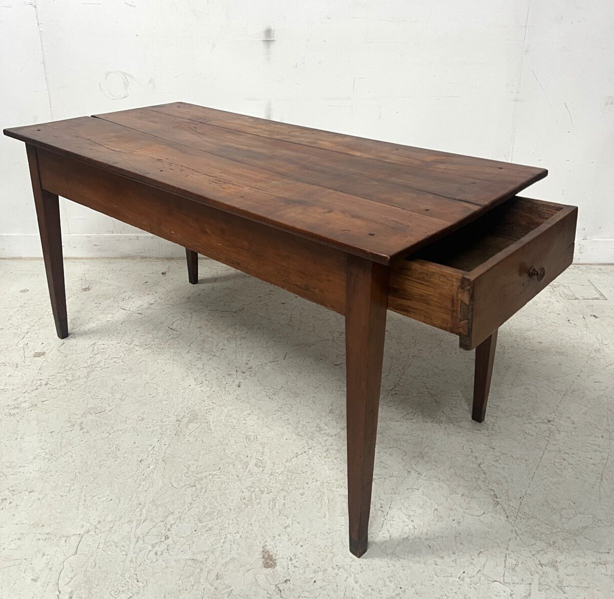 19th Century French Solid Cherry Farmhouse Table - JAA