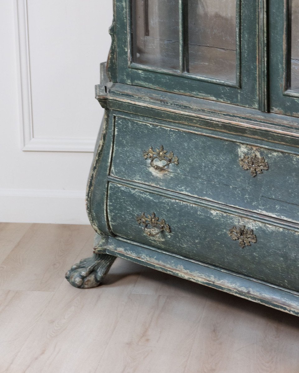 19th century painted oak Dutch vitrine/ display cabinet. 1880. - JAA