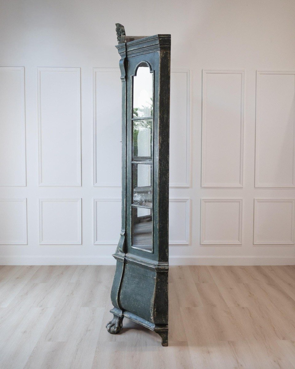19th century painted oak Dutch vitrine/ display cabinet. 1880. - JAA
