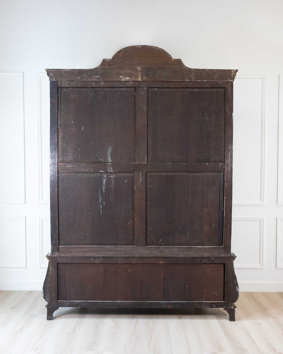 19th century painted oak Dutch vitrine/ display cabinet. 1880. - JAA