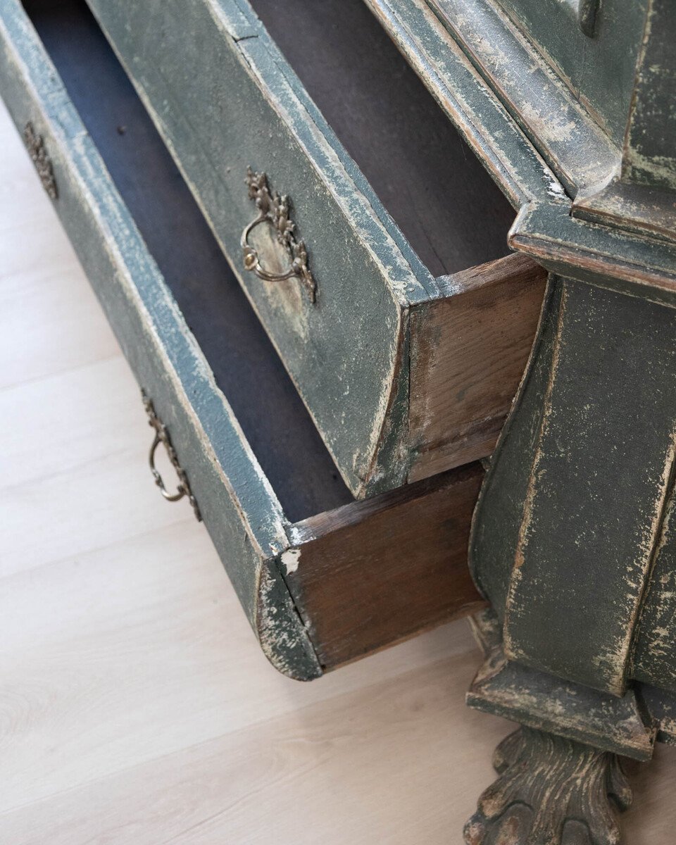 19th century painted oak Dutch vitrine/ display cabinet. 1880. - JAA
