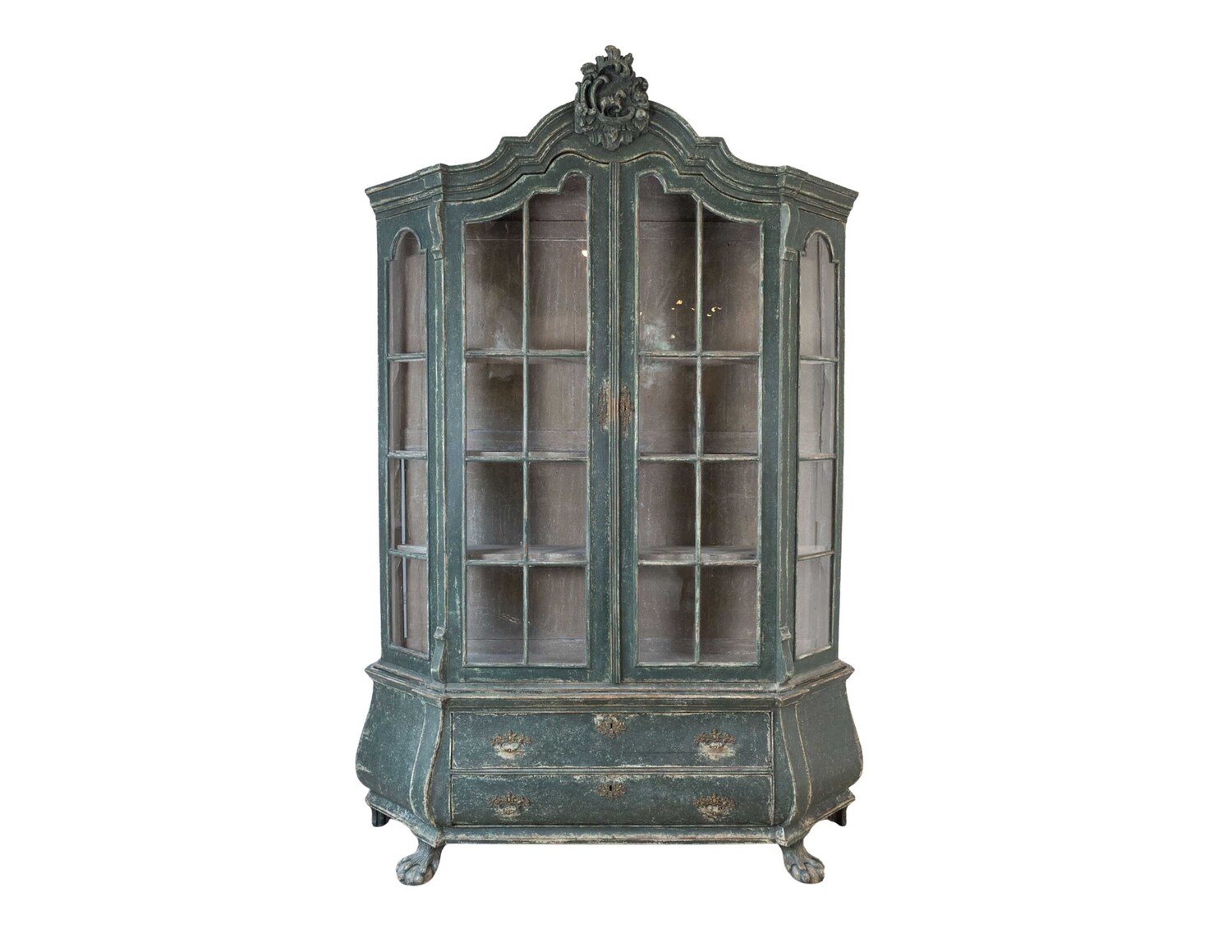 19th century painted oak Dutch vitrine/ display cabinet. 1880.