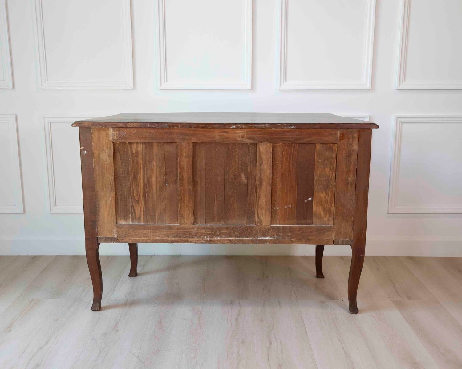 On Hold - Antique Louis XV Style Curved Walnut Commode - JAA